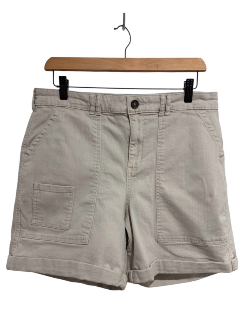 Anne Klein Women’s Beige Roll-Hem Shorts Cotton Blend